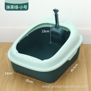 Semi-enclosed cat litter pan toilet with litter shovel